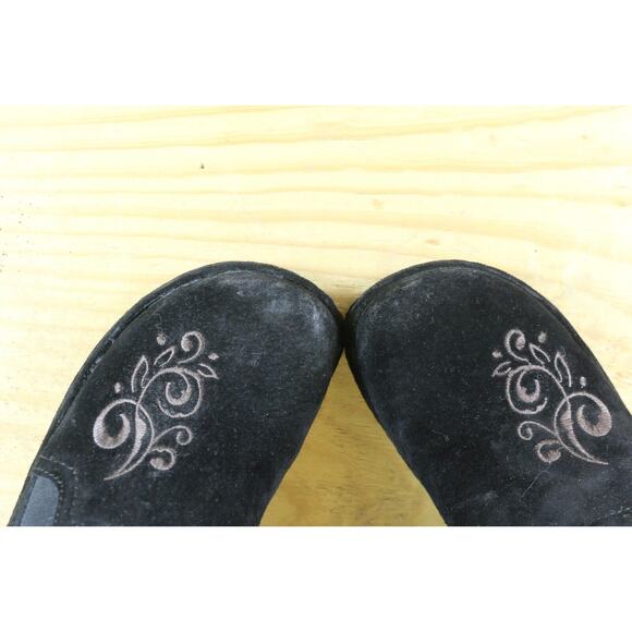 Klogs Naples Womens 6M Black Suede Gold Embroidered Clogs Mules - Picture 8 of 8